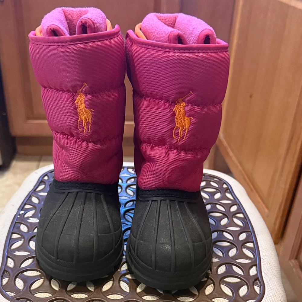 Ralph Lauren Pink and Black Kids Snow Boots